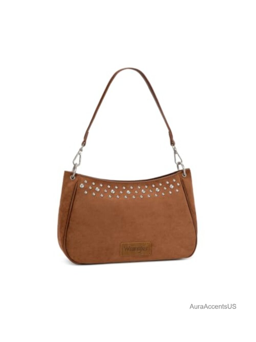 Faux Suede Slouchy Hobo Shoulder Bag Studded Crossbody Purse